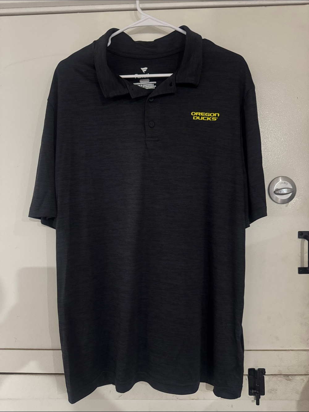 Fanatics Black Polo with Yellow Oregon Ducks Logo